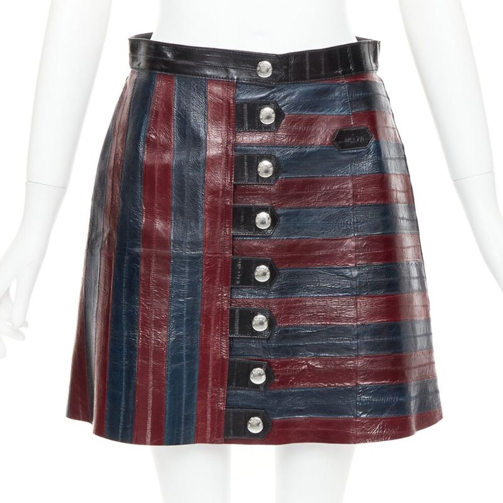 Louis Vuitton 2015 Leather Patchwork Skirt